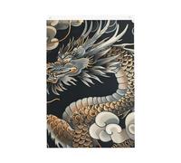 Drapeau de jardin noir oriental avec dragon bienvenu - 61 x 91 cm - Double face - Ne se décolore pas - Toile de fond pour photo - Bannière pour cour, porche, pelouse, décoration extérieure