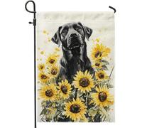 Drapeau de jardin noir pour chien de laboratoire, tournesol, décoration extérieure, drapeau double face en toile de jute pour décoration de printemps et été, 30,5 x 45,7 cm