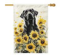 Drapeau de jardin noir pour chien de laboratoire, tournesol, décoration extérieure, drapeau double face en toile de jute pour décoration de printemps et été, 71,1 x 101,6 cm