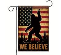 Drapeau De Jardin Nous Croyons Que Le Patriote Américain Sasquatch Est Le Bienvenu Drapeaus Décoratif Premium Garden Flag Amusante Drapeau De Bienvenue Pour Patio Home Pavillon 30X45Cm