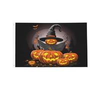 Drapeau De Jardin Nuit Des Chapeaux D'Halloween Bannière Décorative 100% Polyester Drapeaux Décoratifs D'Extérieur Avec Œillets En Laiton Bannière De Cour Pour Patio Bar Procession 90X150Cm