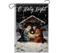 Drapeau de jardin « O Holy Night Nativité » double face, drapeaux de jardin chrétiens d'hiver, décoration de maison, Holid