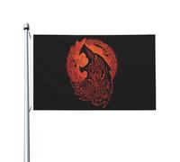 Drapeau De Jardin Old Vikings Norse Mythology Rune Odin Wolf Garden Flag Amusante Drapeaus Décoratif Premium Pride Flag Pour Patio Pavillon Cour 152X90CM
