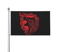 Drapeau De Jardin Old Vikings Norse Mythology Rune Odin Wolf Pride Flag Amusante Drapeau De Bienvenue Antifouling Drapeaus Décoratif Pour Pelouse Cour Pavillon 152X90CM