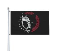 Drapeau De Jardin Old Vikings Norse Mythology Rune Odin Wolf Pride Flag Antifouling Drapeau De Bienvenue Amusante Garden Flag Pour Cour Pavillon Pelouse 152X90CM