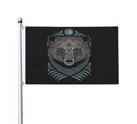 Drapeau De Jardin Old Vikings Norse Mythology Rune Odin Wolf Pride Flag Premium Drapeaus Décoratif Couleur Vive Drapeau De Bienvenue Pour Pelouse Patio Cour 152X90CM