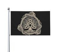 Drapeau De Jardin Old Vikings Norse Mythology Tree Of Life Drapeaus Décoratif Amusante Garden Flag Antifouling Drapeau De Bienvenue Pour Patio Pelouse Pavillon 152X90CM
