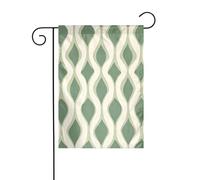Drapeau de jardin ondulé vert sauge blanc du milieu du siècle 30 x 45 cm vertical double face ferme vacances décorations extérieures drapeau de cour