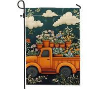 Drapeau de jardin orange pour camion, pot de fleurs floral, bannière de décoration d'intérieur, drapeau double face en toile de jute pour fête de vacances, décoration de pelouse, 30,5 x 45,7 cm