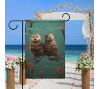 Drapeau de jardin « Otters in Love » pour extérieur, 30,5 x 45,7 cm, drapeau de jardin printanier, drapeau saisonnier double face, panneau de bienvenue durable pour terrasse, pelouse, cour