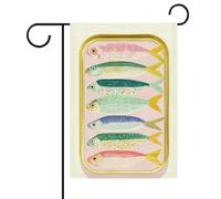 Drapeau de jardin ouvert en forme de boîte de sardines - Drapeau extérieur - Drapeau double face en toile de jute - 30,5 x 45,7 cm