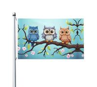 Drapeau de jardin « Owls On A Branch Welcome » - 90 x 150 cm - Ne se décolore pas - Double face - Bannière d'extérieur pour cour, porche, pelouse