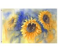 Drapeau De Jardin Painting Of Summer Spring Yellow Flowers Sunflowers Pride Flag Premium Drapeau De Bienvenue Couleur Vive Drapeaus Décoratif Pour Pelouse Patio Pavillon 152X90CM