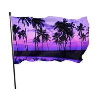 Drapeau de jardin Palm Tree Tropical Sunset Yard House Décoration extérieure Drapeaux Bannières pour Patio Pelouse 3x5 Ft
