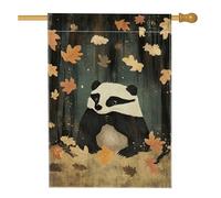 Drapeau de jardin panda d'automne, drapeau marron mignon feuilles de panda pour décoration extérieure, double face, décoration d'intérieur, bannière de pelouse sur le thème de la faune, 71 x 101 cm