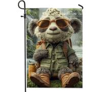 Drapeau de jardin panda mignon, bannière de décoration extérieure en toile de jute double face pour décoration de pelouse de printemps et été, 30,5 x 45,7 cm