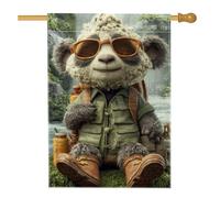 Drapeau de jardin panda mignon, bannière de décoration extérieure en toile de jute double face pour décoration de pelouse de printemps et été, 71,1 x 101,6 cm