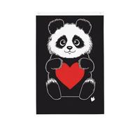Drapeau de jardin panda tenant un cœur - 61 x 91 cm - Double face - Ne se décolore pas - Toile de fond pour photo - Bannière pour cour, porche, pelouse, décoration extérieure