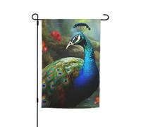Drapeau de jardin paon coloré 30,5 x 45,7 cm pour printemps, été, automne, hiver, drapeaux saisonniers, bannière de vacances, bannière d'extérieur et d'intérieur pour décoration de maison