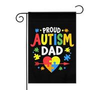 Drapeau de jardin « Papa fier d'un enfant autiste » (1) - 32 x 46 cm - Couleurs vives - Décoration extérieure pour jardin, maison ou terrasse