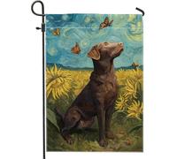 Drapeau de jardin papillon de laboratoire de chocolat printemps été, bannière de décoration extérieure jaune vif, bannière de décoration extérieure, drapeau de cour double face en toile de jute
