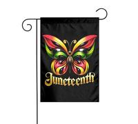 Drapeau de jardin papillon du Mois de l'histoire des Noirs Juneteenth 12 x 18 pouces Drapeaux extérieurs double face Bannières de bienvenue Drapeau de vacances pour décoration de jardin de fête