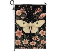 Drapeau de jardin papillon et floral, élégant motif papillon blanc, parfait pour les fêtes de printemps et d'été, décoration de pelouse double face, idéal pour la maison et le jardin, 30,5 x 45,7 cm