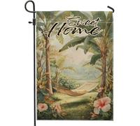 Drapeau de jardin Paradis tropical, bannière de hamac vert, décoration d'intérieur extérieure, drapeau de pelouse d'été, décoration florale double face, 30,5 x 45,7 cm