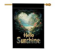 Drapeau de jardin Paradis tropical, décoration de paysage floral vert pour l'été, bannière de cour extérieure Welcome Sunshine, décoration de pelouse de vacances double face, 71 x 101 cm