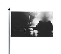 Drapeau de jardin Paris noir double face, 90 x 150 cm, résistant à la décoloration, pour porche, balcon, pelouse, intérieur et extérieur, mât de drapeau non inclus