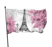 Drapeau de jardin Paris Paysage Tour Eiffel Yard House Décoration extérieure Drapeaux Bannières pour Patio Pelouse 3x5 Ft
