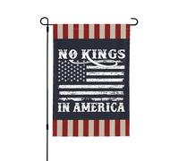 Drapeau de jardin « Pas de roi en Amérique » ; drapeaux de jardin amusants ; bannière décorative double face 30,5 cm x 45,7 cm pour l'extérieur