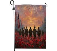 Drapeau de jardin patriotique commémoratif, bannière de feux d'artifice soldat coquelicot rouge, drapeau décoratif double face pour pelouse extérieure, fête d'été, décoration d'intérieur, 30,5 x 45,7