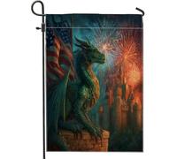 Drapeau de jardin patriotique d'été fantastique, château médiéval vert, bannière de décoration d'intérieur, bannière double face pour extérieur, pelouse, fête, décoration de vacances, 30,5 x 45,7 cm