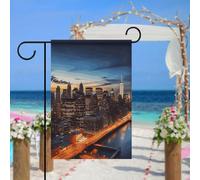 Drapeau de jardin paysage de la ville de New York pour extérieur, 30,5 x 45,7 cm, drapeau de jardin printanier, drapeau saisonnier double face, panneau de bienvenue durable pour terrasse, pelouse