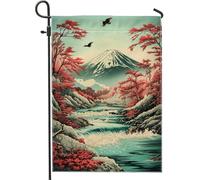 Drapeau de jardin paysage de montagne d'automne, érables rouges, décoration d'intérieur, drapeau de jardin, drapeau de cour en tissu double face, décoration de pelouse extérieure, 30,5 x 45,7 cm