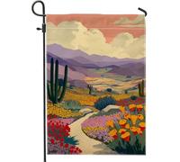 Drapeau de jardin paysager du désert, bannière de décoration extérieure colorée en toile de jute, drapeau de cour double face, décoration de printemps et d'été, 30,5 x 45,7 cm