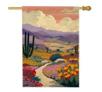 Drapeau de jardin paysager du désert, bannière de décoration extérieure colorée en toile de jute, drapeau de cour double face, décoration de printemps et d'été, 71,1 x 101,6 cm