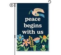 Drapeau de jardin « Peace Begins With Us » - Motif colombe - Drapeaux de cour à l'extérieur, inclusion égalitaire, justice sociale pacifique