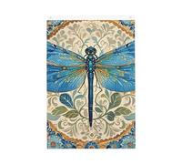 Drapeau de jardin peint à la main avec libellule bleue - 61 x 91 cm - Ne se décolore pas - Double face - Bannière d'extérieur pour cour, porche, pelouse
