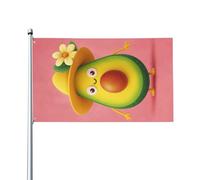 Drapeau de jardin/pelouse extérieur représentant un avocat de dessin animé avec un chapeau fleuri, 90 x 150 cm (taille unique).