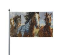 Drapeau de jardin/pelouse extérieur représentant un cheval sauvage courant dans un ruisseau (90 x 150 cm), taille unique.