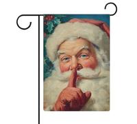 Drapeau de jardin Père Noël dans un silence en toile de jute double face 30,5 x 45,7 cm