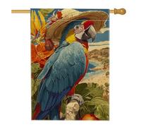Drapeau de jardin perroquet tropical, bannière colorée pour décoration d'intérieur, drapeau double face en toile de jute, décoration de pelouse d'extérieur pour l'été, 71 x 101,6 cm