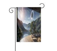 Drapeau de jardin personnalisable - Design personnalisé unique pour la décoration extérieure, cadeaux de jardinage parfaits, décorations de Noël et d'hiver, ceinture d'astéroïdes longue distance en