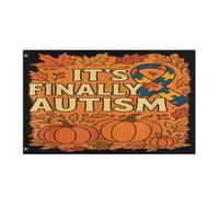 Drapeau De Jardin Personnalisé Drapeaux C'Est Enfin L'Automne De L'Autisme Avec Œillets Suspendus Fanion Pour Manif Anniversaire Extérieur 90X150Cm