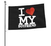 Drapeau De Jardin Personnalisée Drapeaux J'Aime Mon Petit Ami Double Couture Bannière Extérieure Pour Jardin Anniversaire Balcon 90X150Cm