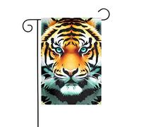 Drapeau de jardin Petite tête de tigre grasse Impressions Drapeaux décoratifs principalement pour patios, jardins, pots de fleurs, terrasse, balcon. 12 x 18 pouces