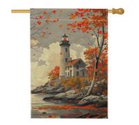 Drapeau de jardin phare d'automne, bannière de décoration d'intérieur, bannière double face en toile de jute, décoration extérieure saisonnière 71,1 x 101,6 cm