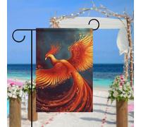 Drapeau de jardin phénix orange rouge pour extérieur, 30,5 x 45,7 cm, drapeau de jardin printemps été, drapeau saisonnier double face, panneau de bienvenue durable pour terrasse, pelouse, cour